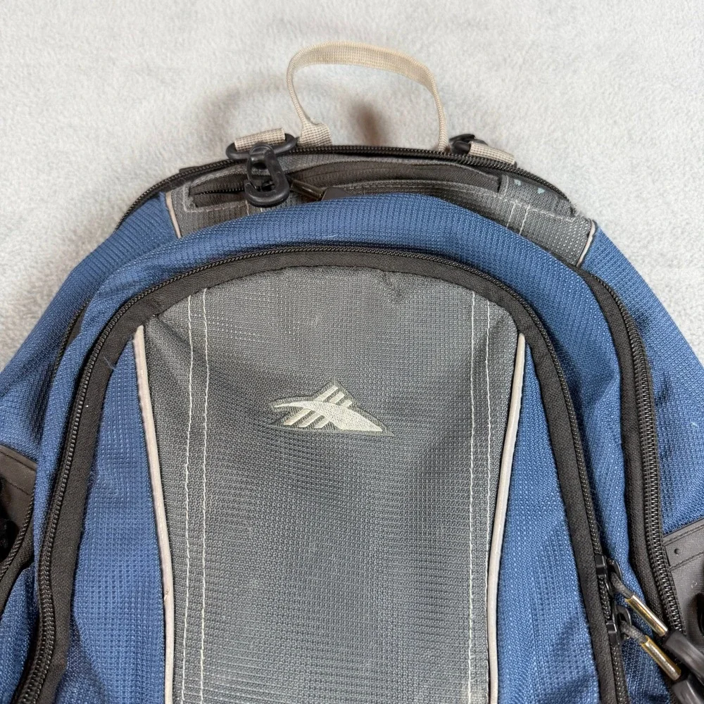 High Sierra Backpack Blue Black Multi Compartment School Hiking Daypack Bag